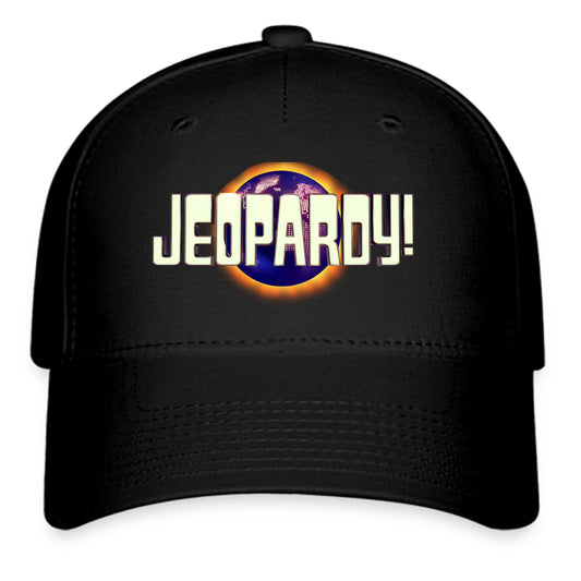 Jeopardy Retro Game And TV Show Logo Symbol Black Baseball Cap Hat Size Adult S/M and L/XL