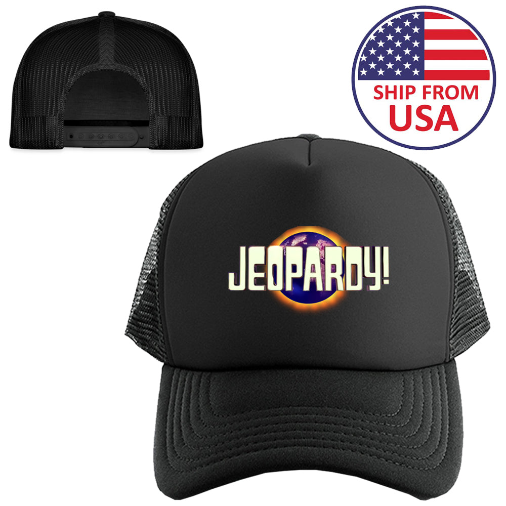 Jeopardy Retro American Television Game Show Logo Symbol Black Trucker Hat Cap