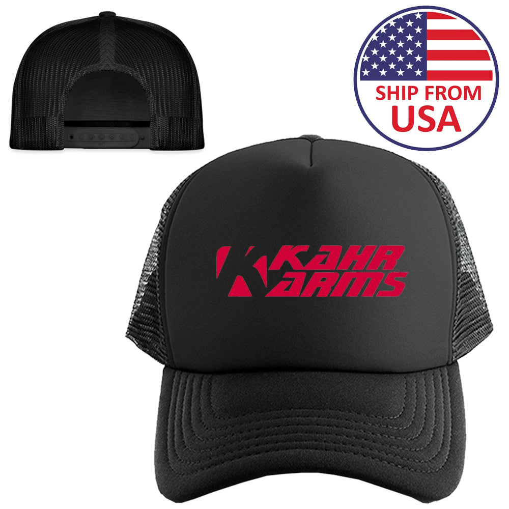 Kahr Arms American Guns Firearms Manufacturer Logo Symbol Black Trucker Hat Cap