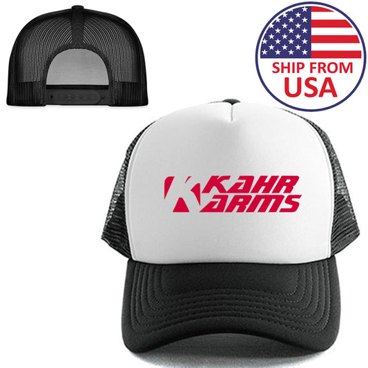 Kahr Arms American Guns Firearms Manufacturer Logo Symbol White Trucker Hat Cap