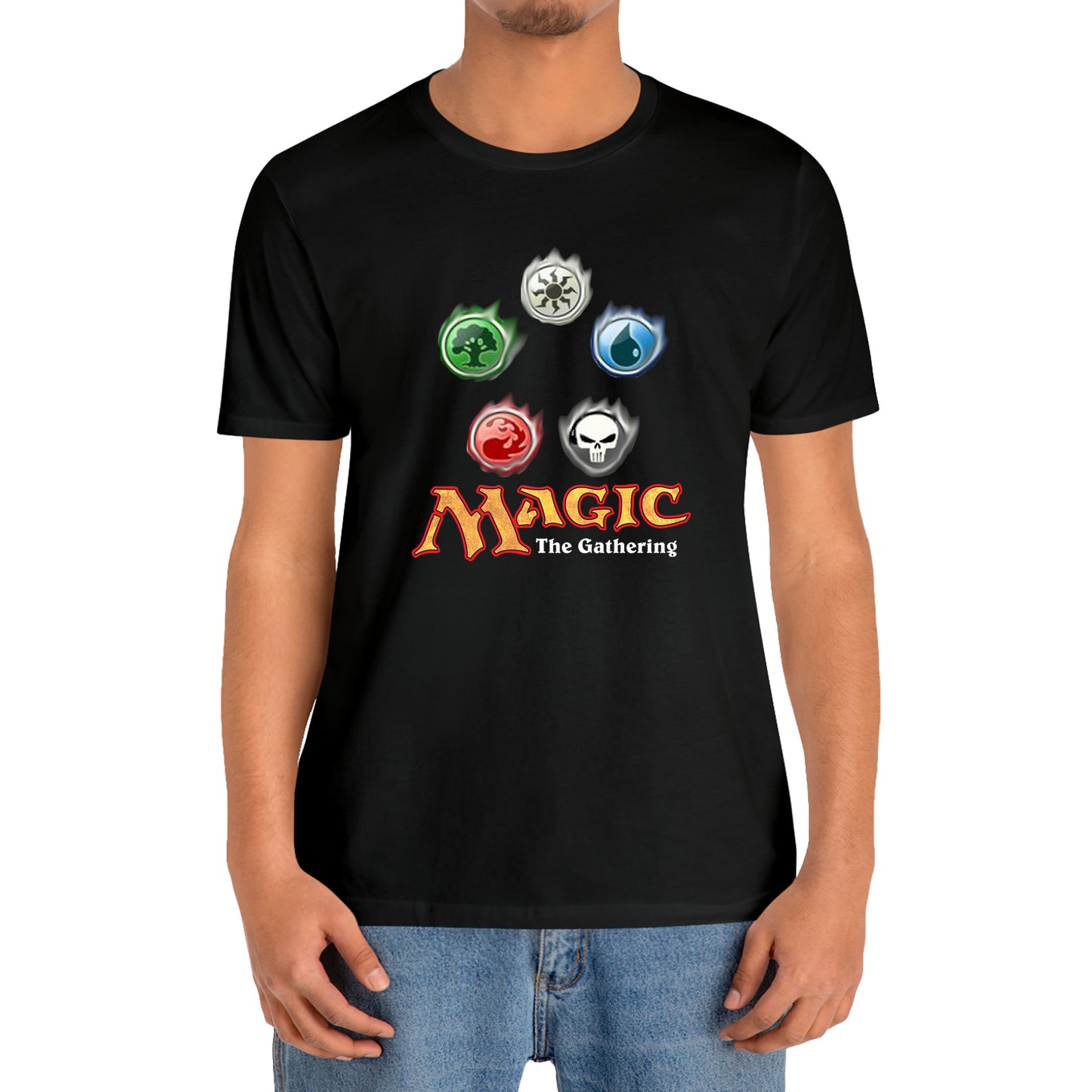 Magic The Gathering Five Elements Symbol Black T-Shirt Size S to 3XL