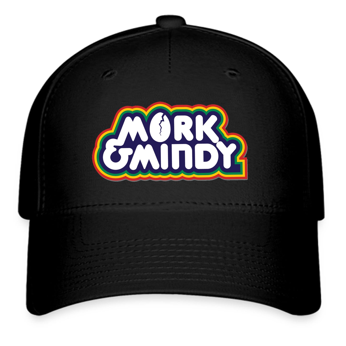 Mork & Mindy 70s Movie Logo Symbol Black Baseball Cap Hat Size Adult S/M and L/XL