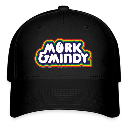 Mork & Mindy 70s Movie Logo Symbol Black Baseball Cap Hat Size Adult S/M and L/XL