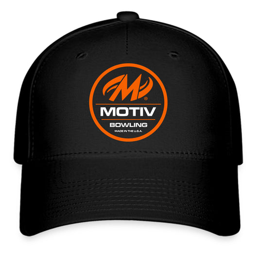 Motiv Bowling Bowlers Logo Symbol Black Baseball Cap Hat Size Adult S/M and L/XL
