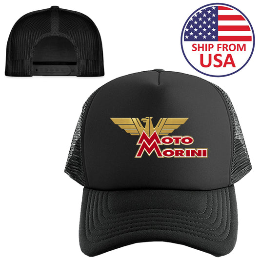 Moto Morini Italian Motorcycle Manufacturer Logo Symbol Black Trucker Hat Cap