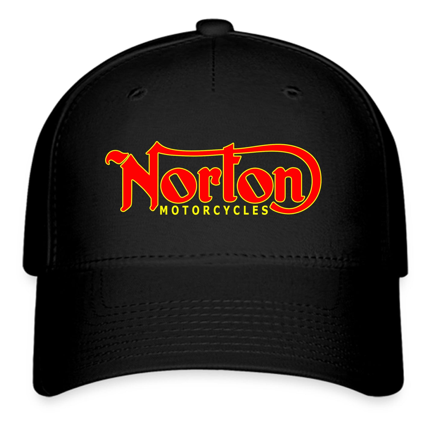 Norton Motorcycles Red Logo Symbol Black Baseball Cap Hat Size Adult S/M and L/XL