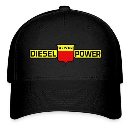 Oliver Diesel Power Farm Tractor Greetees Logo Symbol Black Baseball Cap Hat Size Adult S/M and L/XL