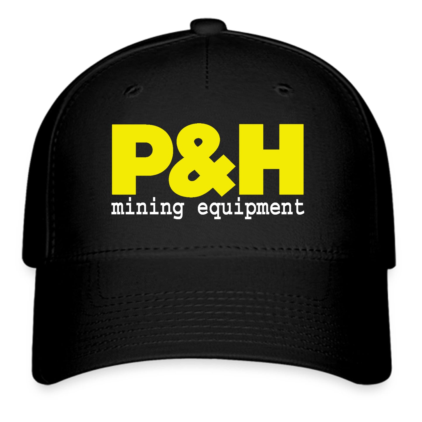 P&H Mining Equipment Logo Symbol Black Baseball Cap Hat Size Adult S/M and L/XL