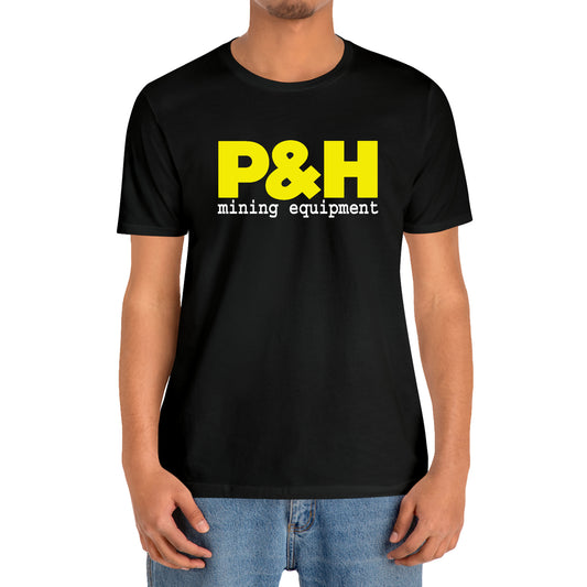 P&H Mining Equipment Logo Symbol Black T-Shirt Size S to 3XL