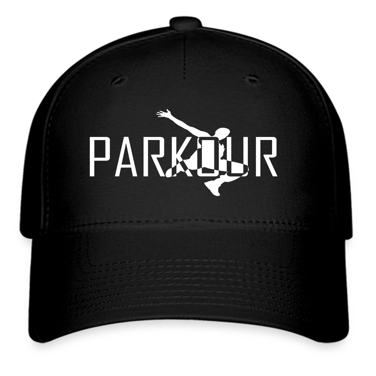 Parkour Sports Jump Run Logo Symbol Black Baseball Cap Hat Size Adult S/M and L/XL