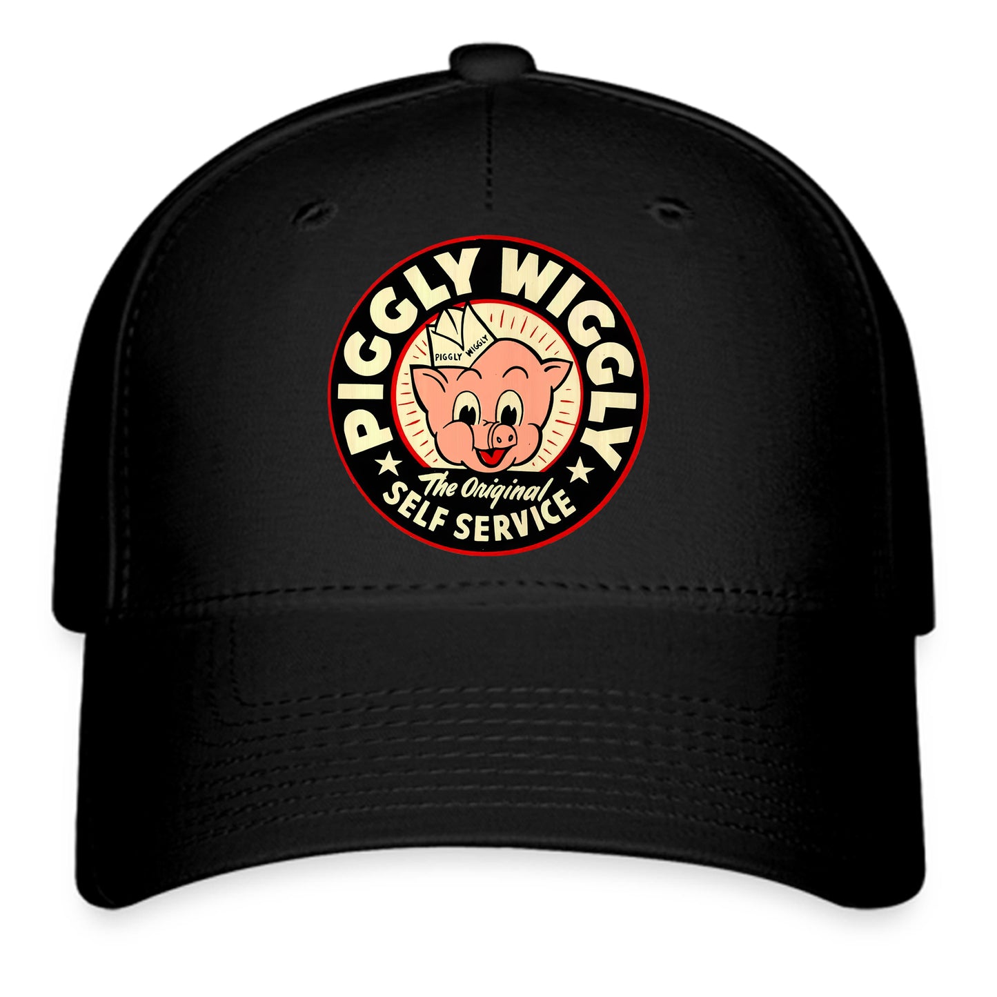 Piggly Wiggly Grocery Store Logo Symbol Black Baseball Cap Hat Size Adult S/M and L/XL