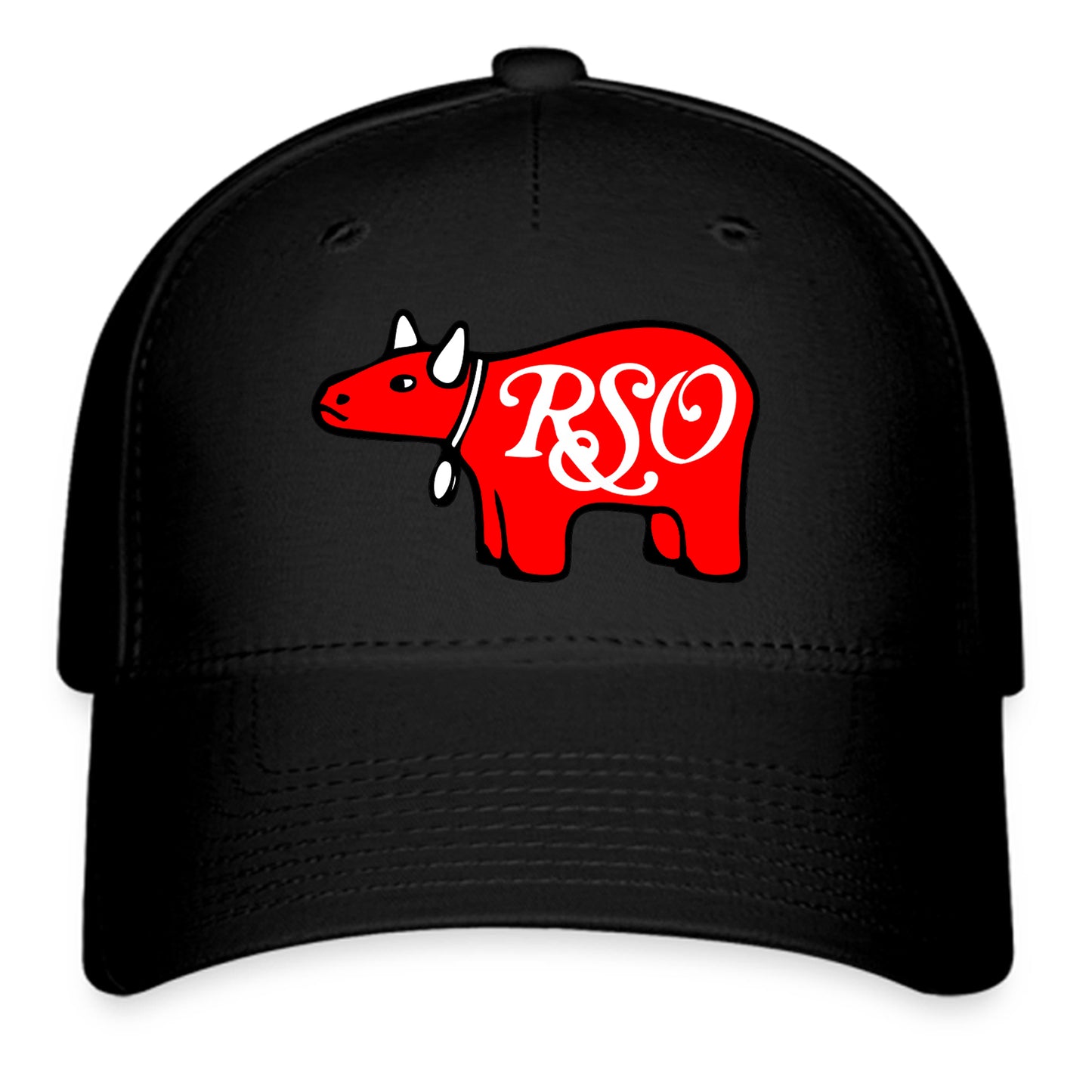 RSO Records Retro 1970's Logo Symbol Black Baseball Cap Hat Size Adult S/M and L/XL