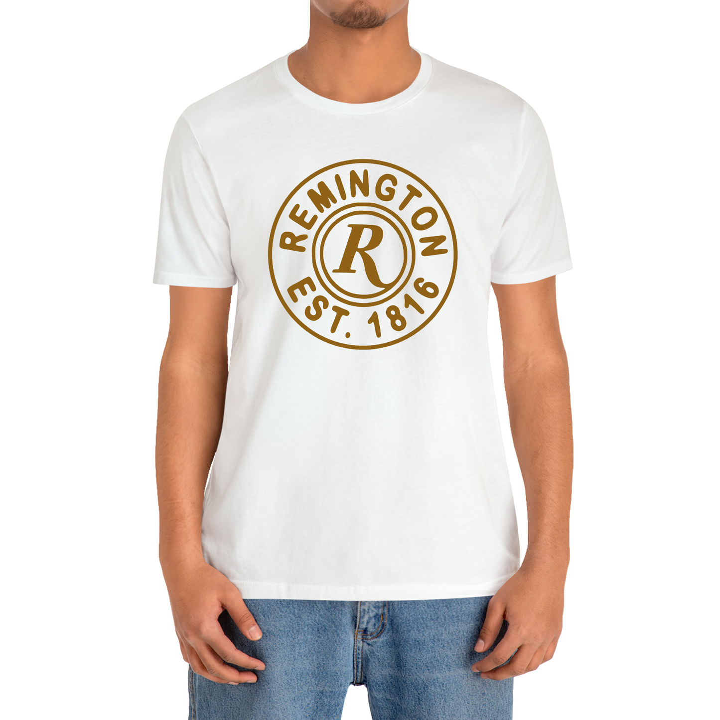 Remington Brown Logo White T-Shirt Size S to 3XL