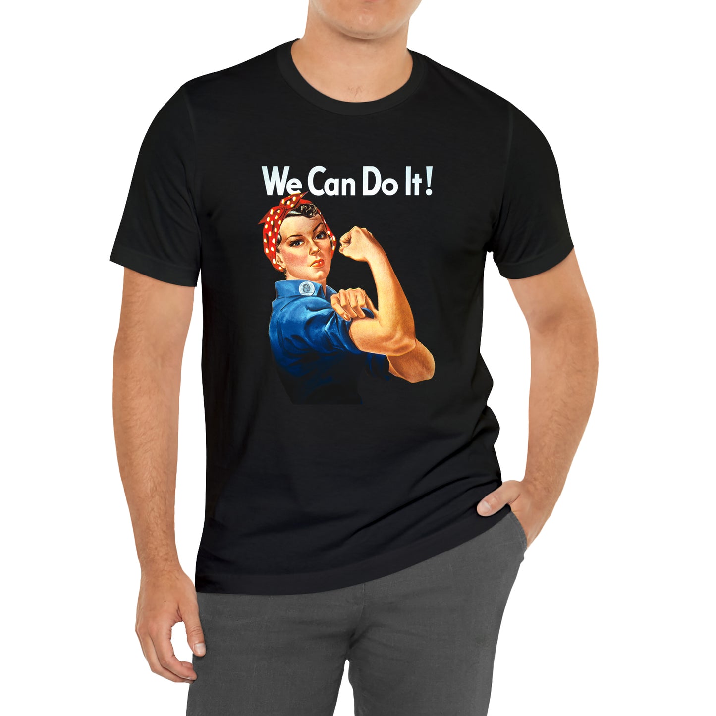 Rosie The Riveter We Can Do It Slogan T-Shirt Size S to 3XL