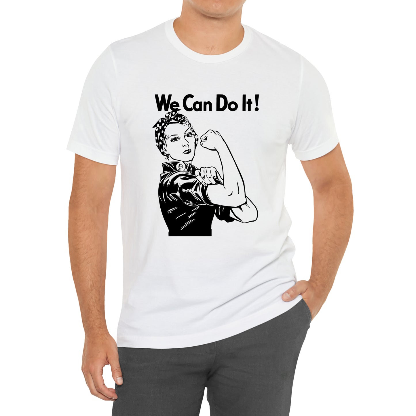 Rosie The Riveter We Can Do It Slogan T-Shirt Size S to 3XL