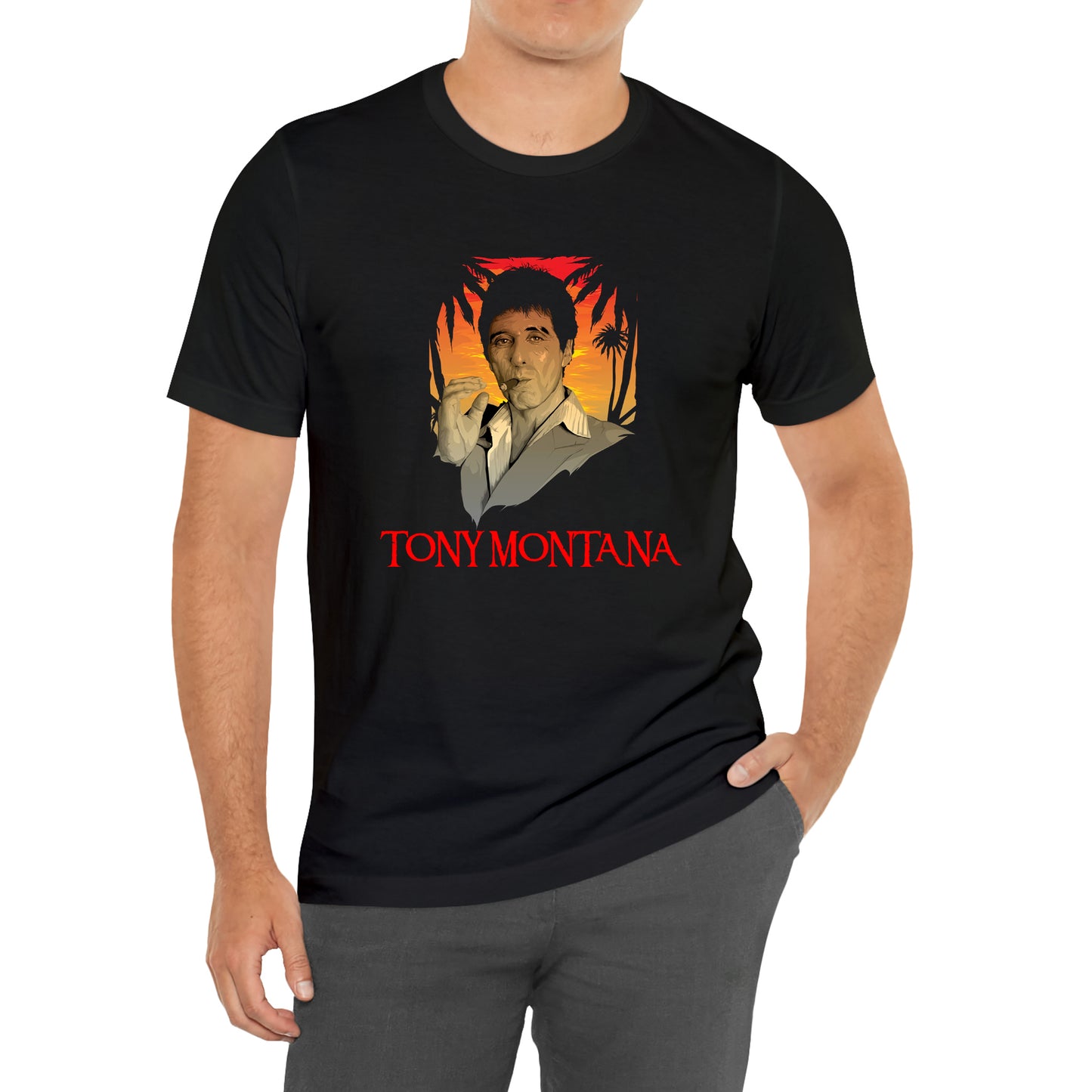 SCARFACE TONY MONTANA GANGSTER MAFIA MOVIE Black T-Shirt Size S to 3XL