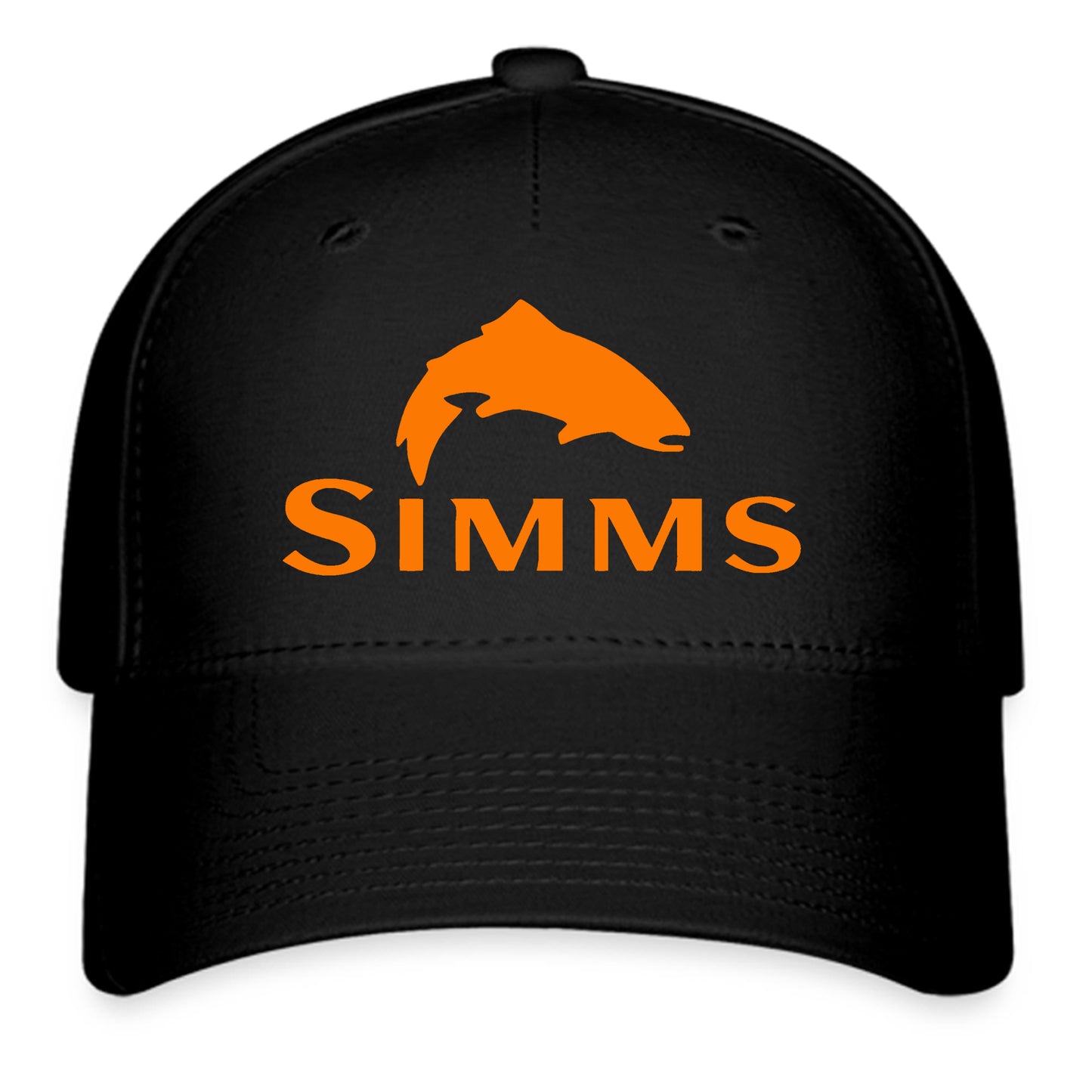 SIMMS Fishing Logo Symbol Black Baseball Cap Hat Size Adult S/M and L/XL