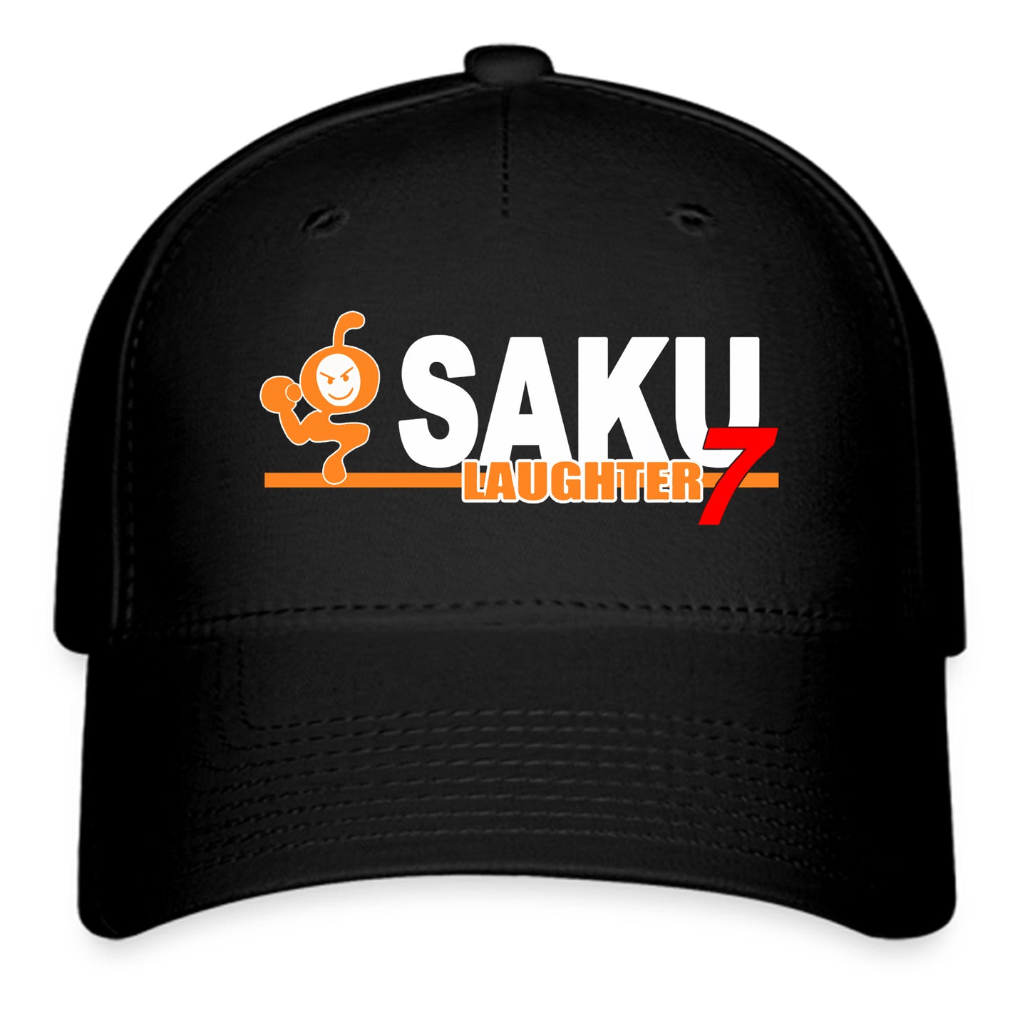 Saku Laughter 7 Legendary Fighter Logo Symbol Black Baseball Cap Hat Size Adult S/M and L/XL