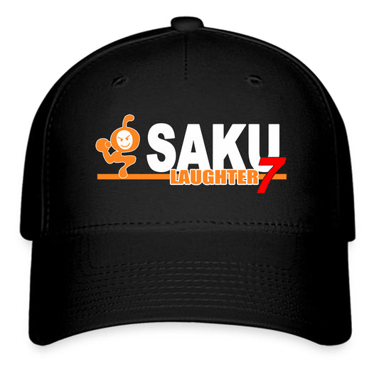 Saku Laughter 7 Legendary Fighter Logo Symbol Black Baseball Cap Hat Size Adult S/M and L/XL