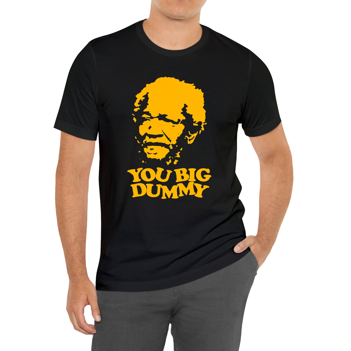 Sanford and Son Redd Foxx You Big Dummy Slogan Black T-Shirt Size S to 3XL