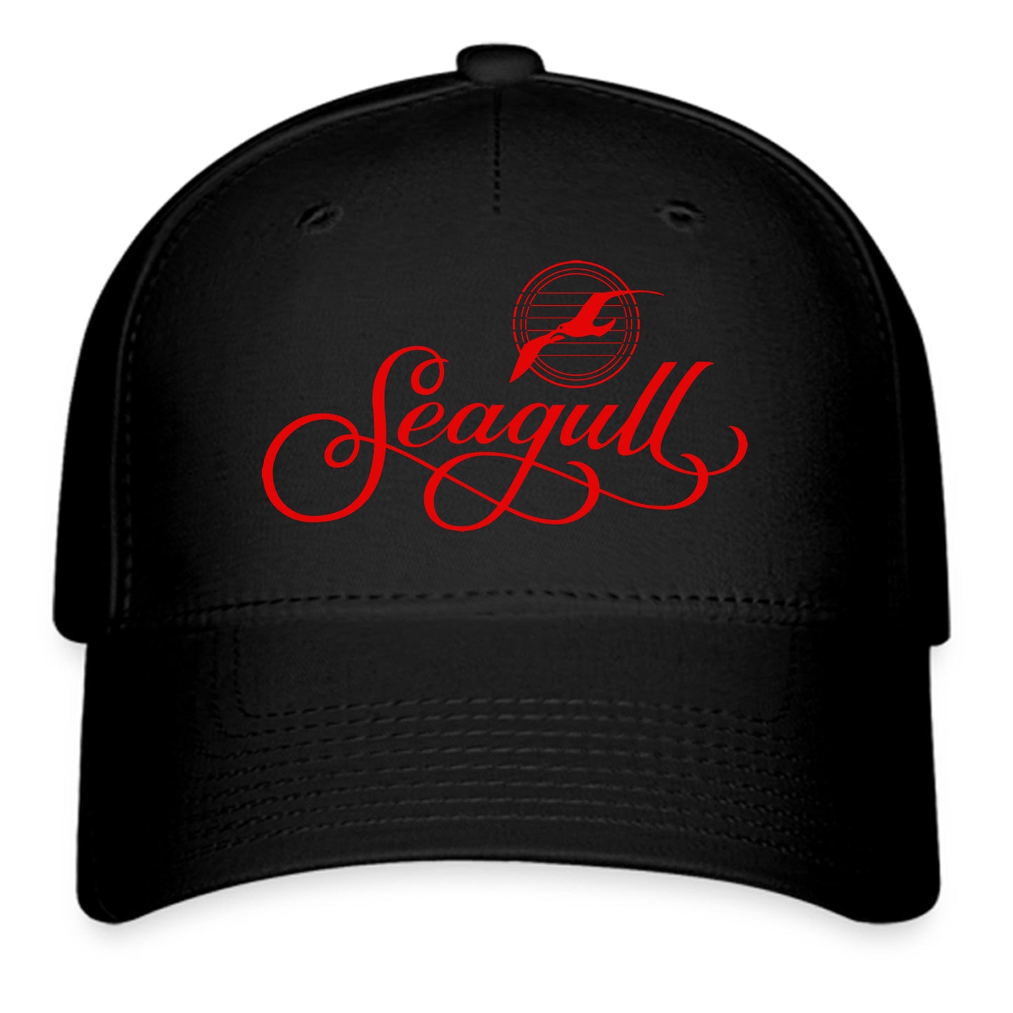 Seagull Guitars Red Logo Symbol Black Baseball Cap Hat Size Adult S/M and L/XL