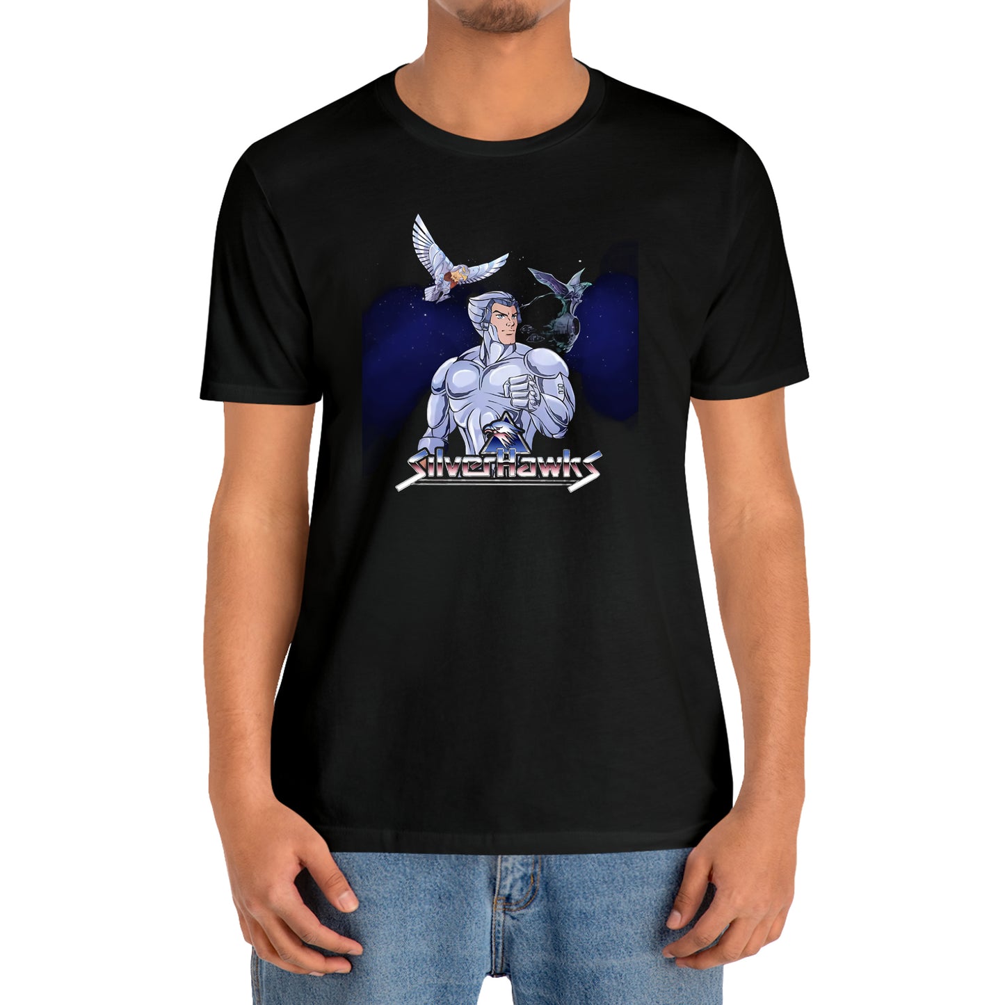 Silverhawks TV Series Logo Black T-Shirt Size S to 3XL