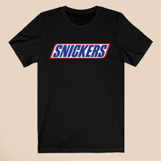 Snickers Chocolate Bar Logo Symbol Black T-Shirt Size S to 3XL