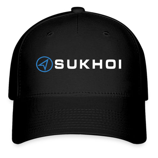 Sukhoi Russian Aircraft Logo Symbol Black Baseball Cap Hat Size Adult S/M and L/XL