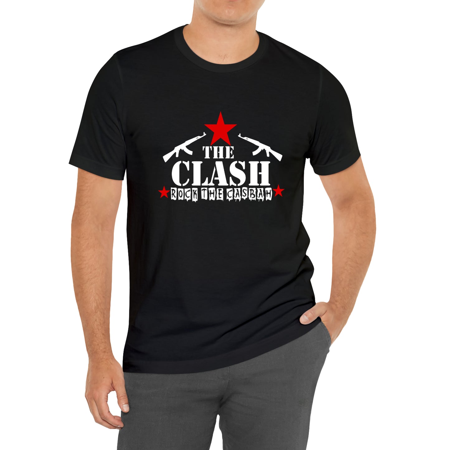 THE CLASH English Rock Band Rock The Casbah Logo Symbol Black T-Shirt Size S to 3XL