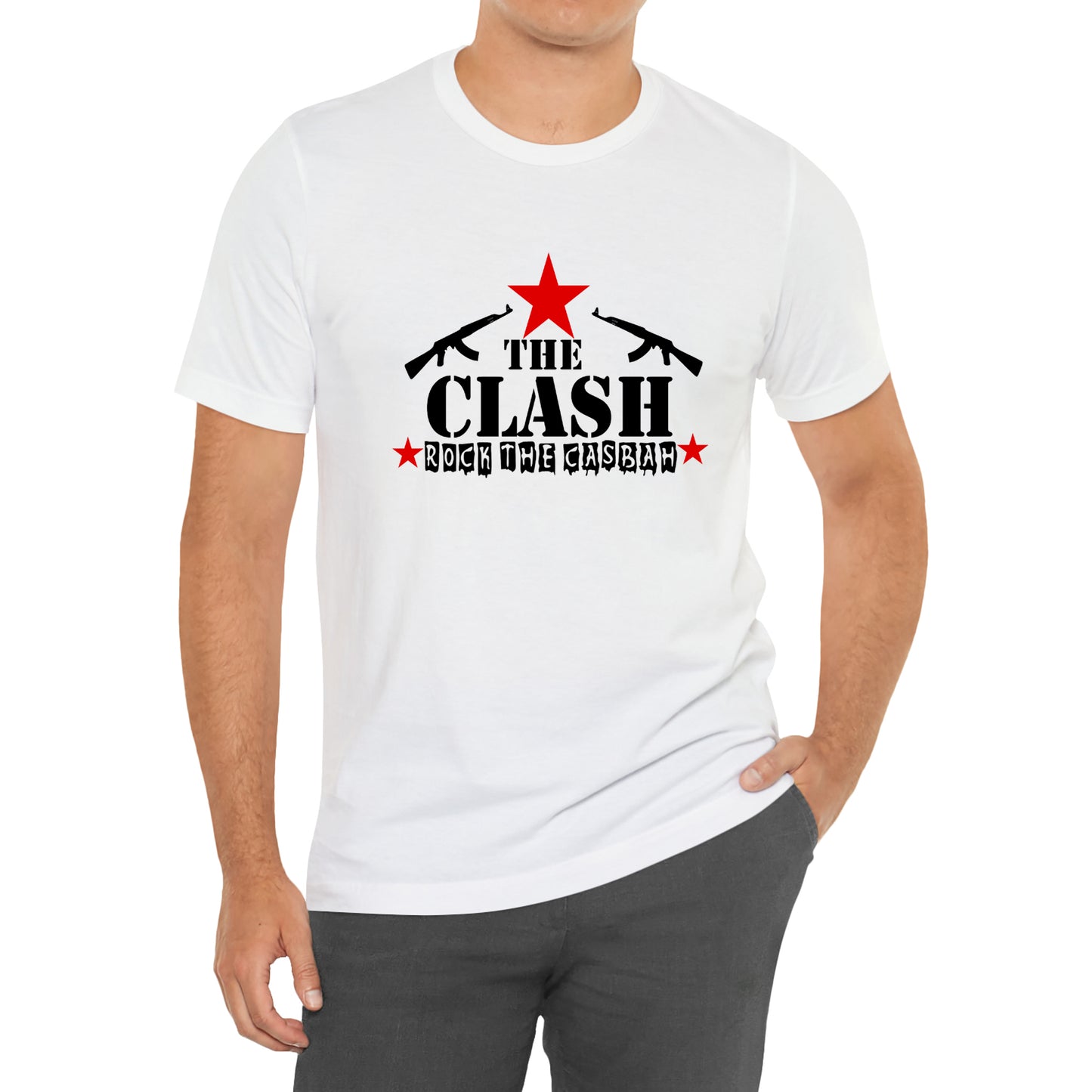 THE CLASH English Rock Band Rock The Casbah Logo Symbol White T-Shirt Size S to 3XL