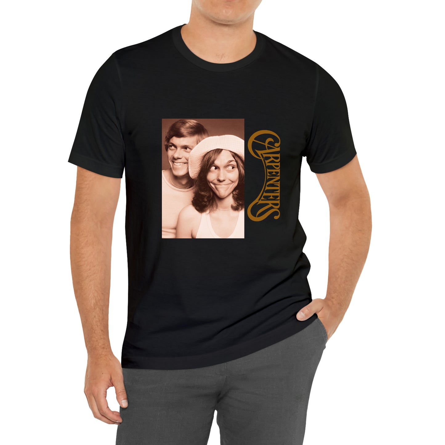 The Carpenters American Vocal and Instrumental Duo Logo Symbol Black T-Shirt Size S to 3XL