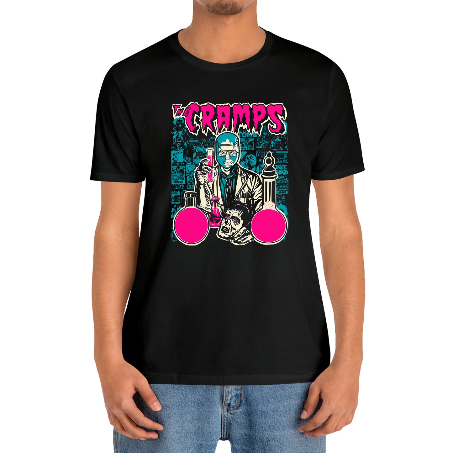 The Cramps Tour 80s Logo Rock Band Legend Black T-Shirt Size S to 3XL