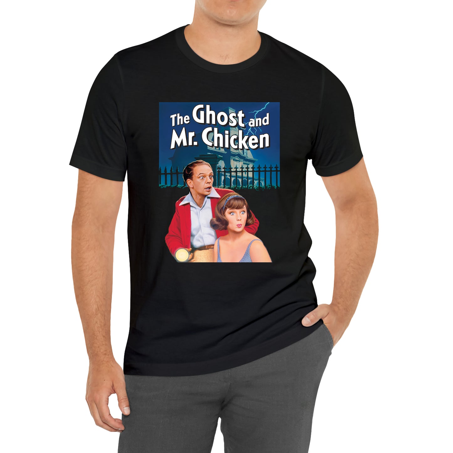 The Ghost And Mr. Chicken Don Knotts Movie Black T-Shirt Size S to 3XL