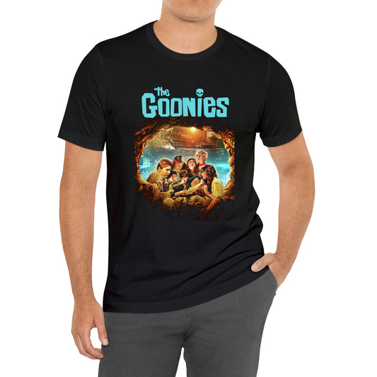 The Goonies Horror Island Movie Black T-Shirt Size S to 3XL