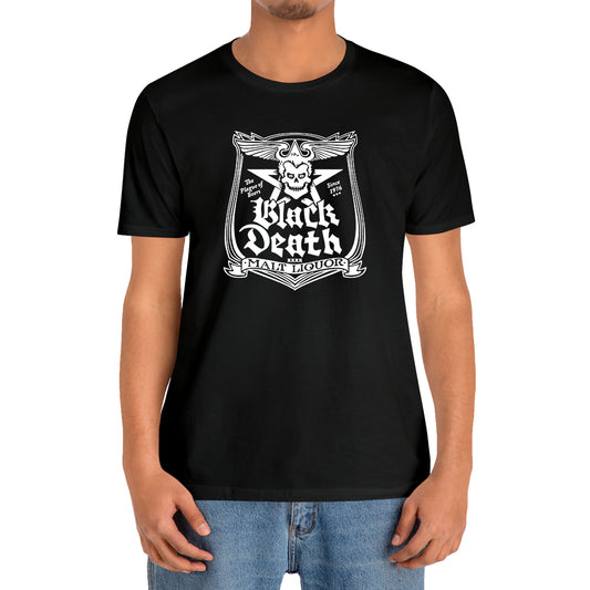 Black Death Beer Johnny Fever WKRP Logo Black T-Shirt Size S to 3XL