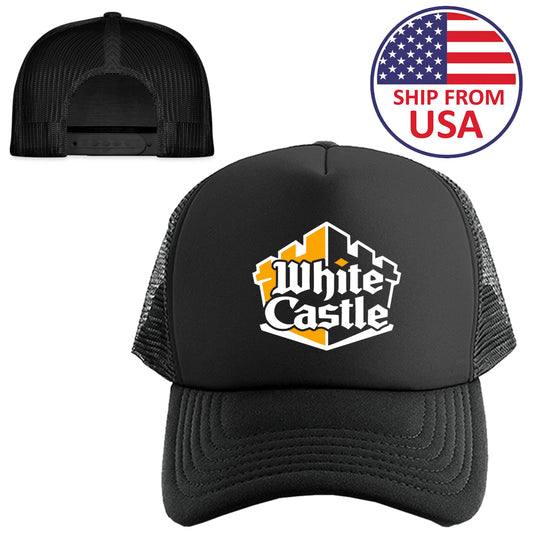 White Castle Hamburgers Logo Symbol Black Trucker Hat Cap