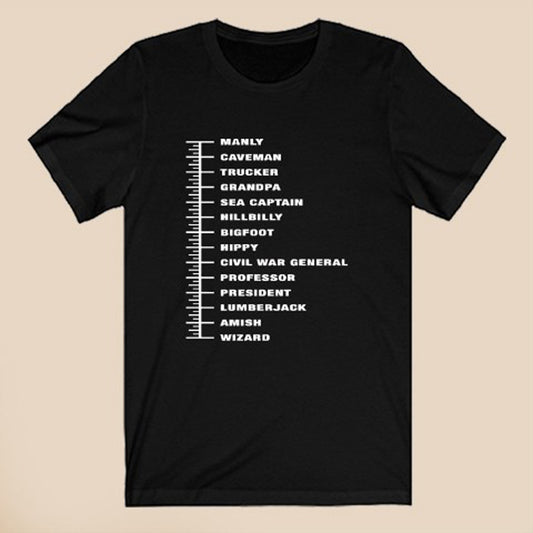 Beard Meter Logo Symbol Black T-Shirt Size S to 3XL