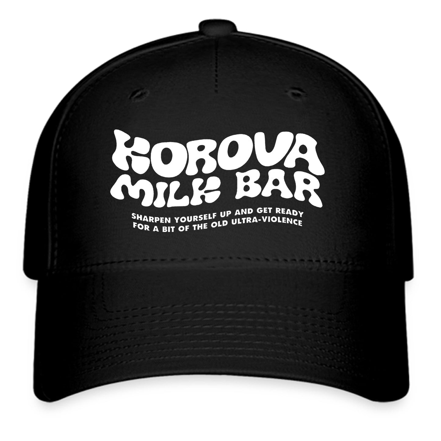 Korova Milk Bar Logo Symbol Black Baseball Cap Hat Size Adult S/M and L/XL